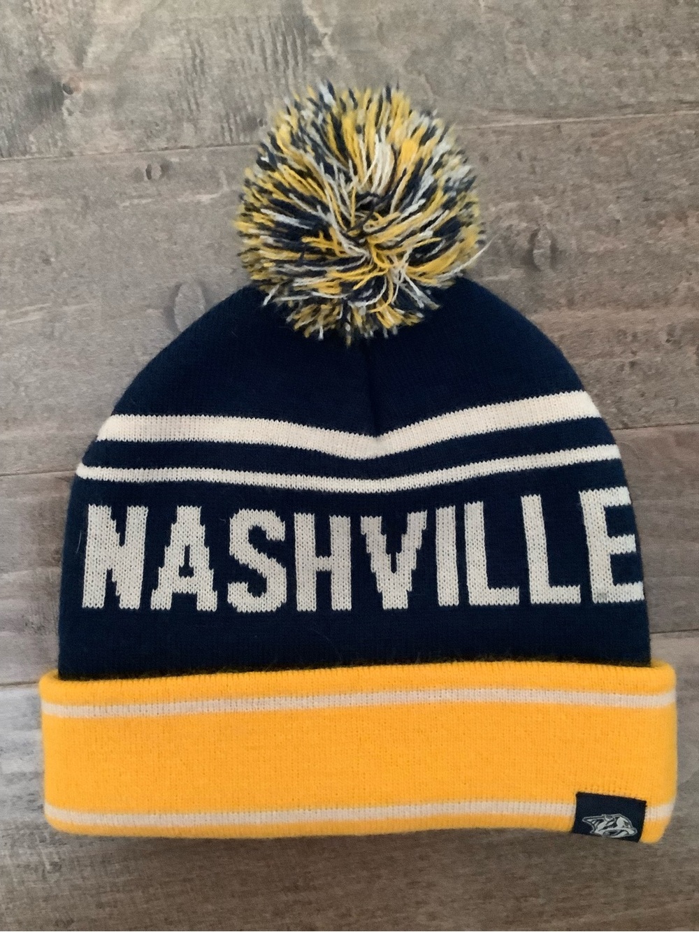 NHL Nashville Navy Yellow Pom Beanie